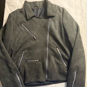 Stylish Gray Jacket with Zipper Accents bikercore grunge y2k Scandinavian